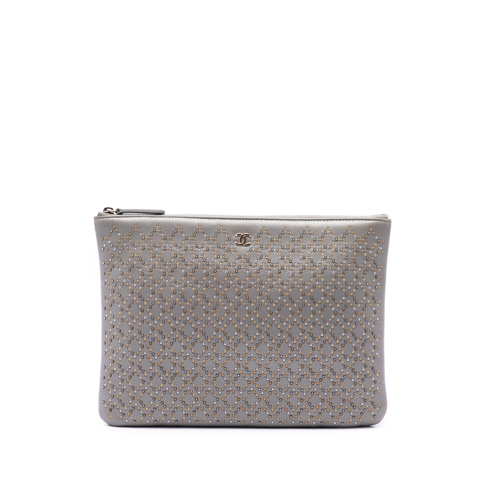 Pre-Loved Chanel Medium Studded Lambskin O Case Clutch